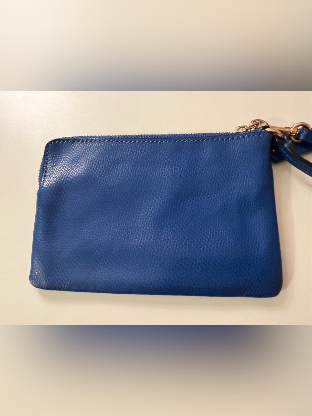 Coach Blue Leather Wristlet with Gold Logo - Picture 4 of 8